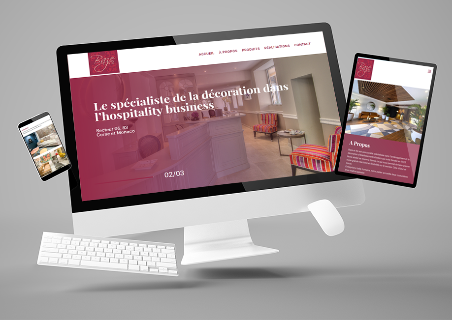 Création du site internet de Baze et fils, société spécialisée dans l’aménagement et la décoration d’établissement hôteliers depuis 1925.